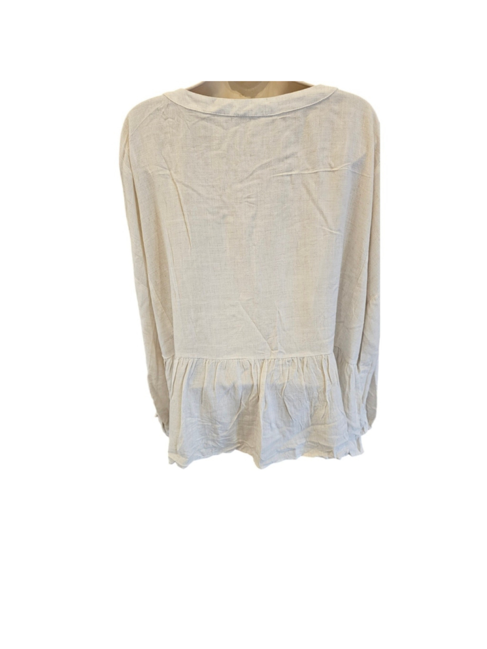 Easel Linen Blend Peplum Peasant Top Ivory Neutral M - Picture 3 of 7